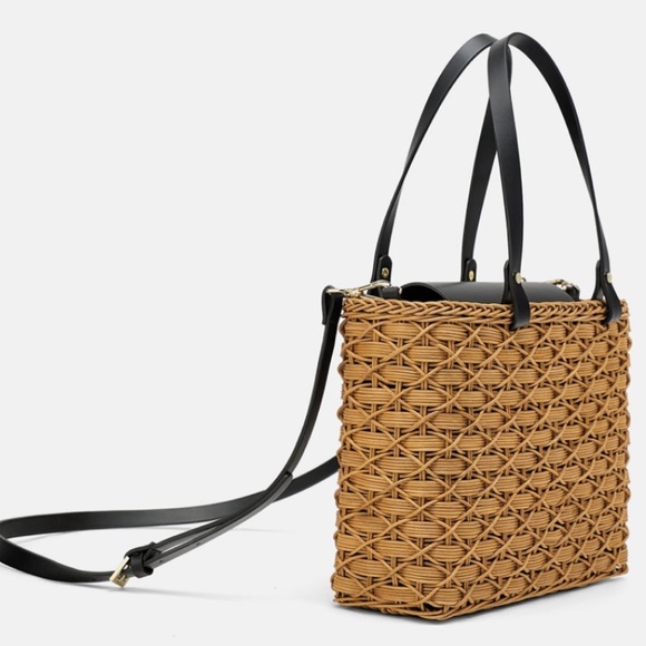 Zara Natural Basket bag in blk & Natural #cybersale - Picture 4 of 7